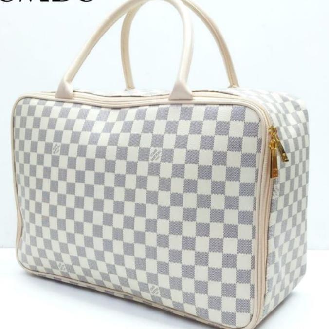 Travel Bag Jumbo Premium Tas Pakaian Jinjing Kotak Krem