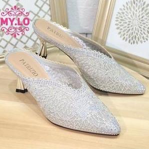 SANDAL PESTA WANITA SELOP KEBAYA PEREMPUAN SENDAL PENGANTIN SLOP KEBAYA MEWAH ELEGAN WEDDING SESERAH