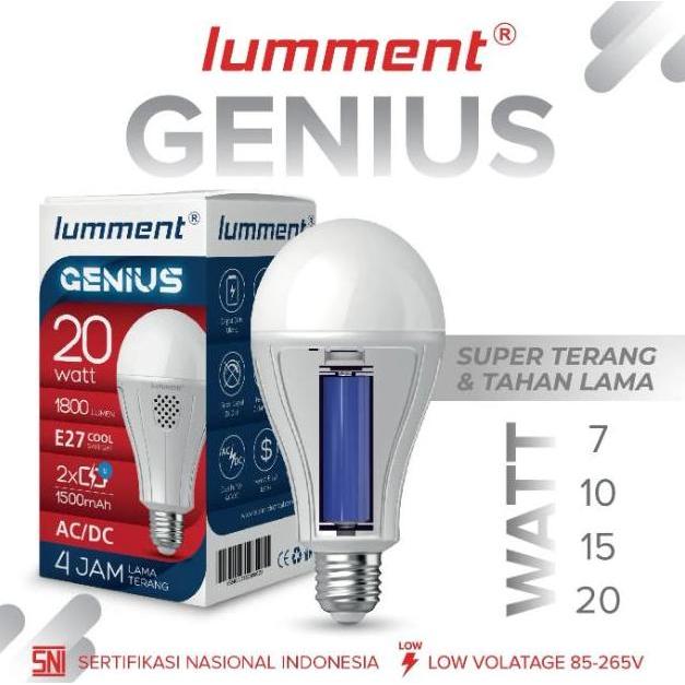 Promo Lumment Genius Lampu Led 7W 10W 15W 20 Watt Bohlam Ac-Dc Emergency Light Led Putih Garansi