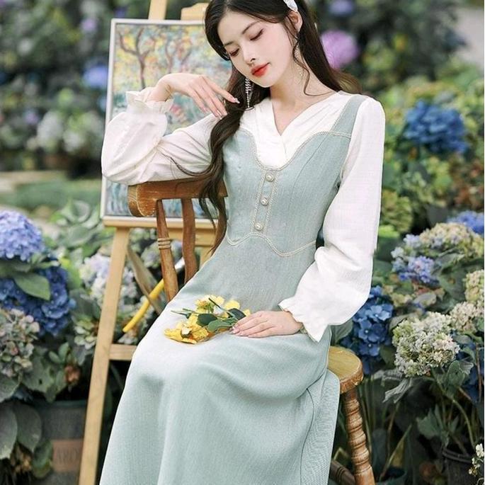 Keepgoing- Missmoka Fiona Long Dress Gaya Vintage Klasik Eropa Dress Hijab
