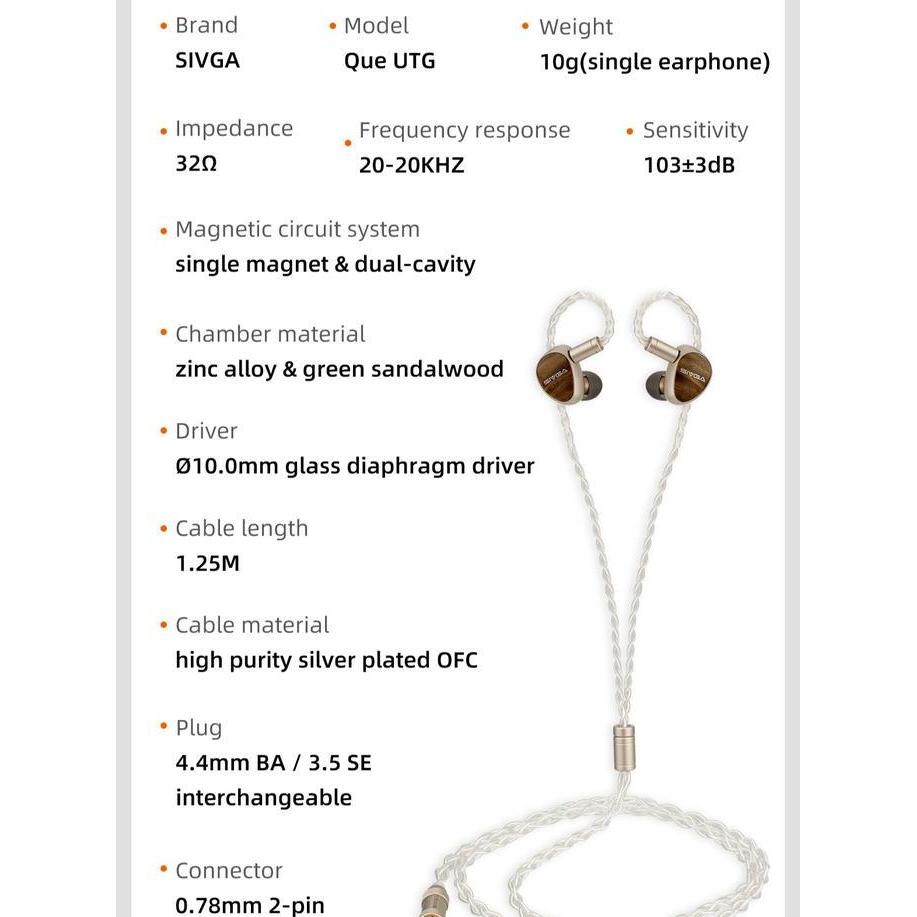 Promo Sivga Que Utg Glass Diaphragm Dynamic DriverIn Ear Monitor Earphone Headset