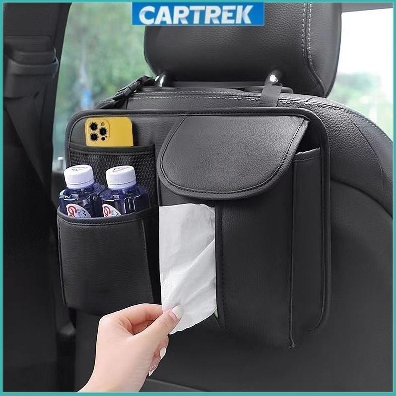 Kulit PU Tas Penyimpanan Mobil Multifungsi Premium / Tas Jok Mobil Tempat Tisu / Penyimpanan Belakan
