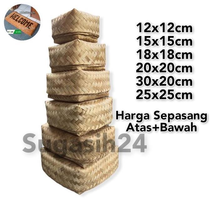 Lansungkirim- 5 Pasang Besek Bambu Anyaman Bambu Besek Hampers Besek Nasi Besek Daging