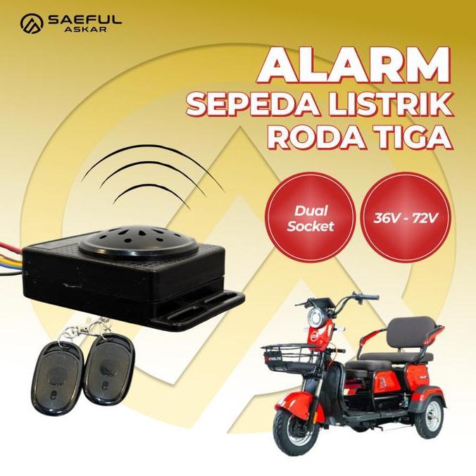 Alarm Remote Sepeda Lstrik Roda 3 36V-72V Dual Socket