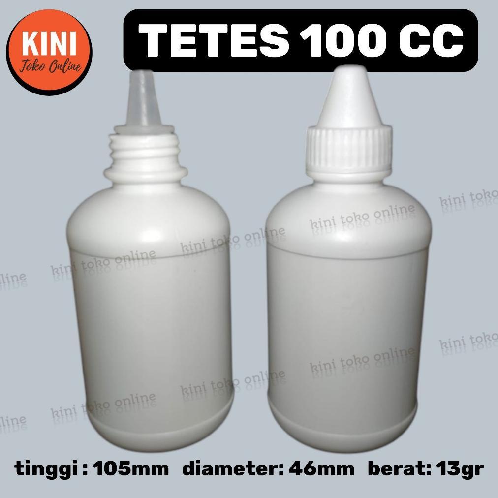 CC botol tetes 100 ml BOLONG LANCIP NON SEGEL plastik kosong putih natural  bening 100ml