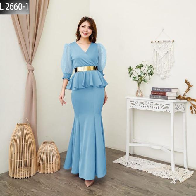 Joanne Fashion | Dress Pesta Wanita Panjang Mewah Formal Bahan Scuba Premium Terbaru | Gaun Kondanga