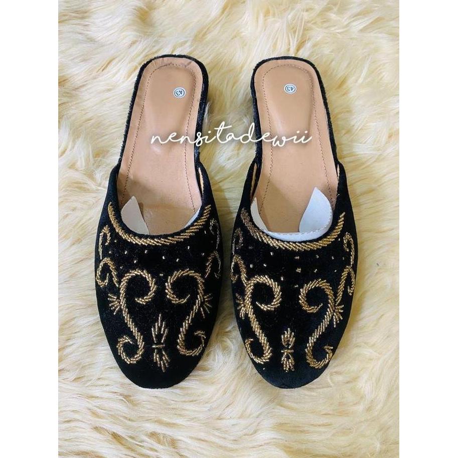 Selop Pengantin Bludru - Payet
