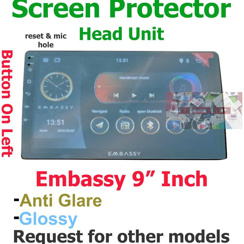 Embassy Android Head Unit mobil 9" inch Screen Protector Guard Left bottom