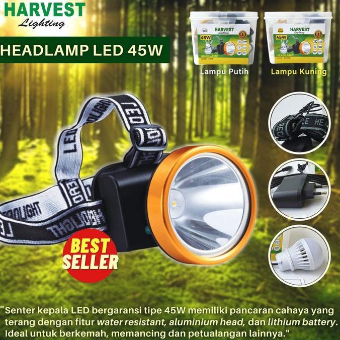 45W,HEADLAMP SENTER KEPALA MULTIGUNA KUALITAS PREMIUM HARVEST LED