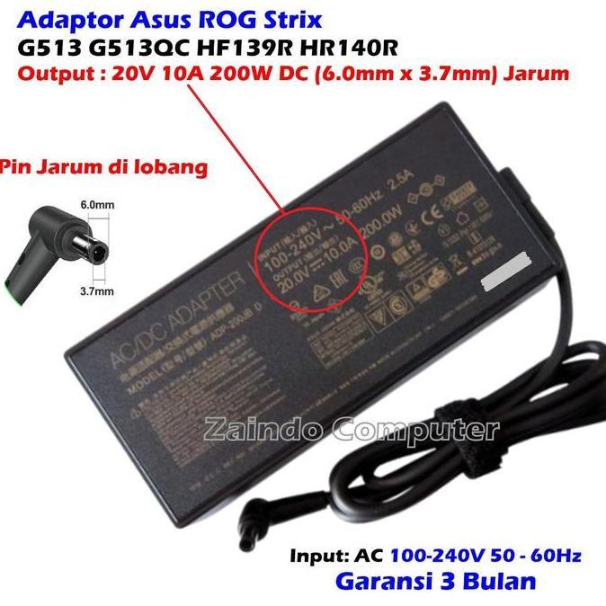 ADAPTOR ASUS ROG STRIX 20V 10A 200W (6.0MM X 3.7MM) G15 G513IE-HN046T G513IE-HN089W G513QC-HN120T G5