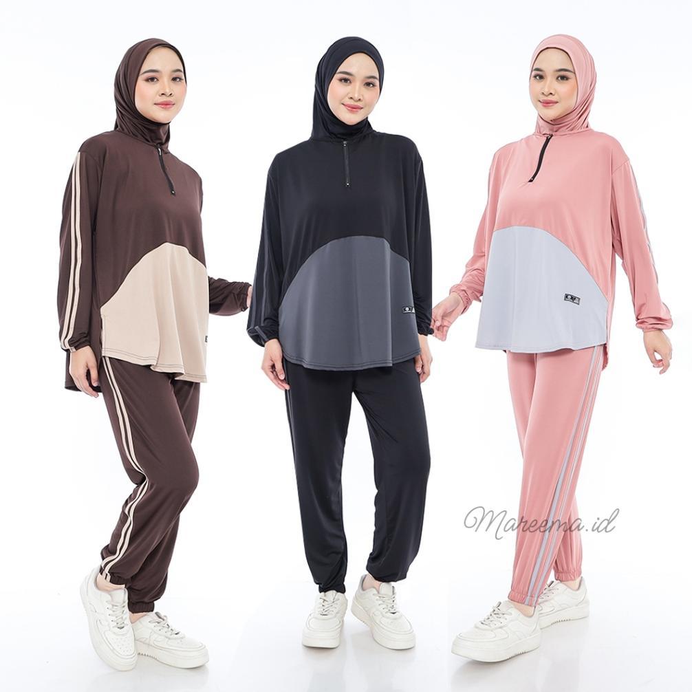 NEW ARRIVAL Setelan Olahraga Wanita Plus Hijab Muslim Terbaru Baju Sport Senam Lari Zumba Bersepeda 