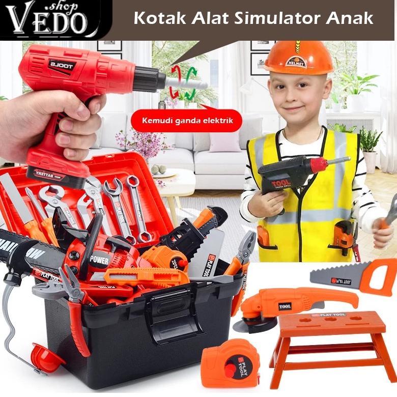 Mainan Toolbox Perkakas Insinyur Anak Mainan Perkakas Bor Listrik Obeng 68PCs Mainan Alat Perkakas