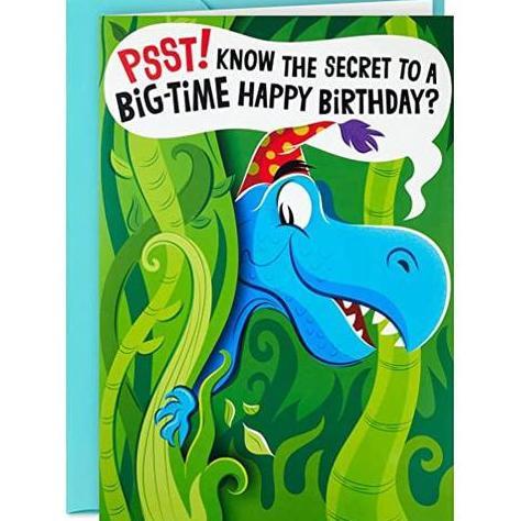 JUMBO GREETING CARD- HALLMARK- DINOSAURS - BIRTHDAY CARD- KIDS- POP-UP