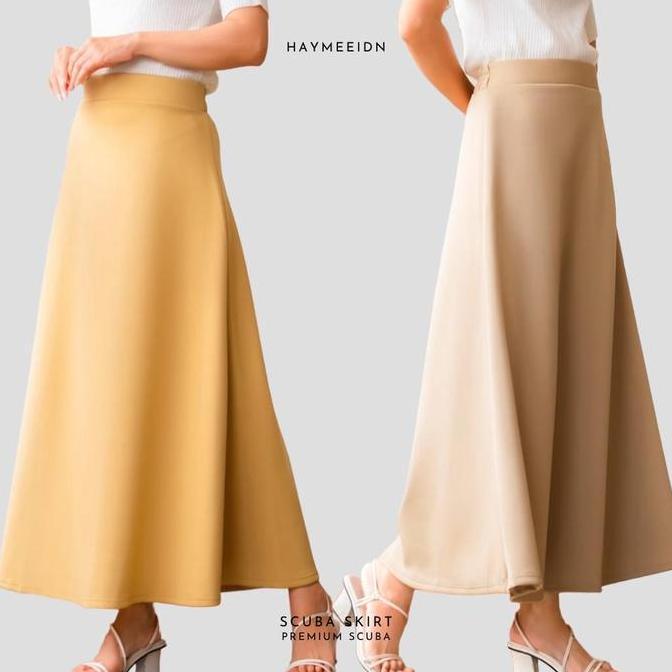 HaymeeIDN - Rok Ruffle Scuba Bangkok Ruffle Skirt Premium Rok SEGI 8 Warna Putih dan Hitam LA