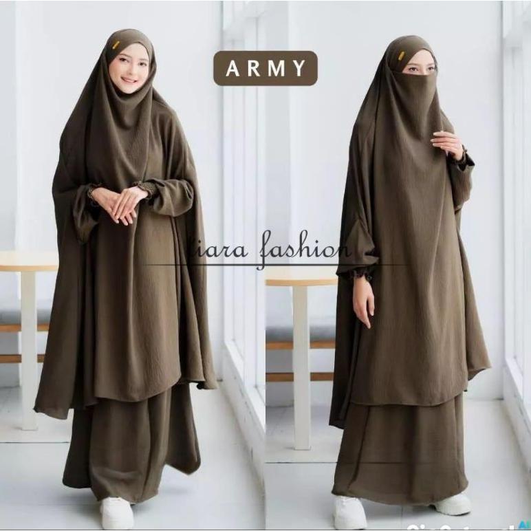 PREMIUM FRENCH KHIMAR SET GAMIS CRINGKLE