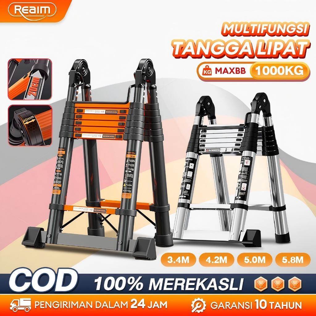 Tangga Lipat Aluminium 6 Meter Multifungsi Tangga Teleskopik Portabel Anti Karat Dan Stabil