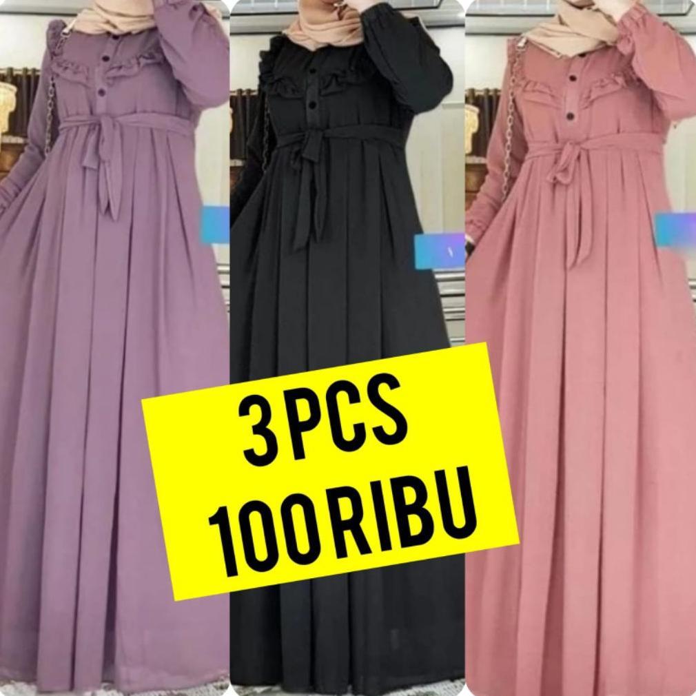 PREMIUM GAMIS LEBARAN TERMURAH SAUDAH MAXY BELI TIGA 100 RIBUAN