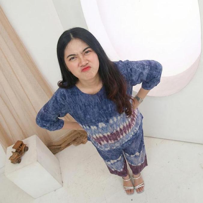 PROMO Setelan kaos wanita busui jumbo lengan 3/4 murah Baju Celana Batik Katun Panjang Kulot PROMO
