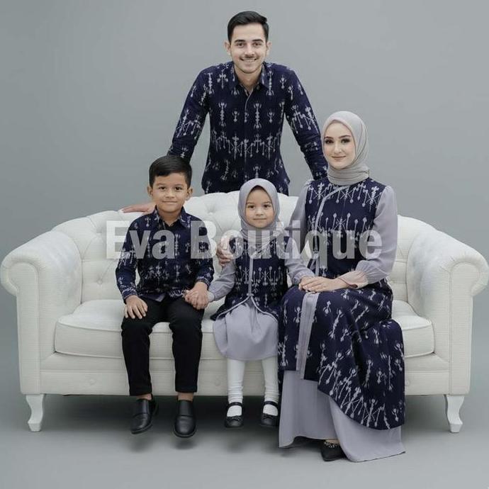 HEMAT LUAR BIASA YASMINE.CLO - Yana Set Couple Family Baju Tenun Keluarga Lebaran Sarimbit Etnik Bat