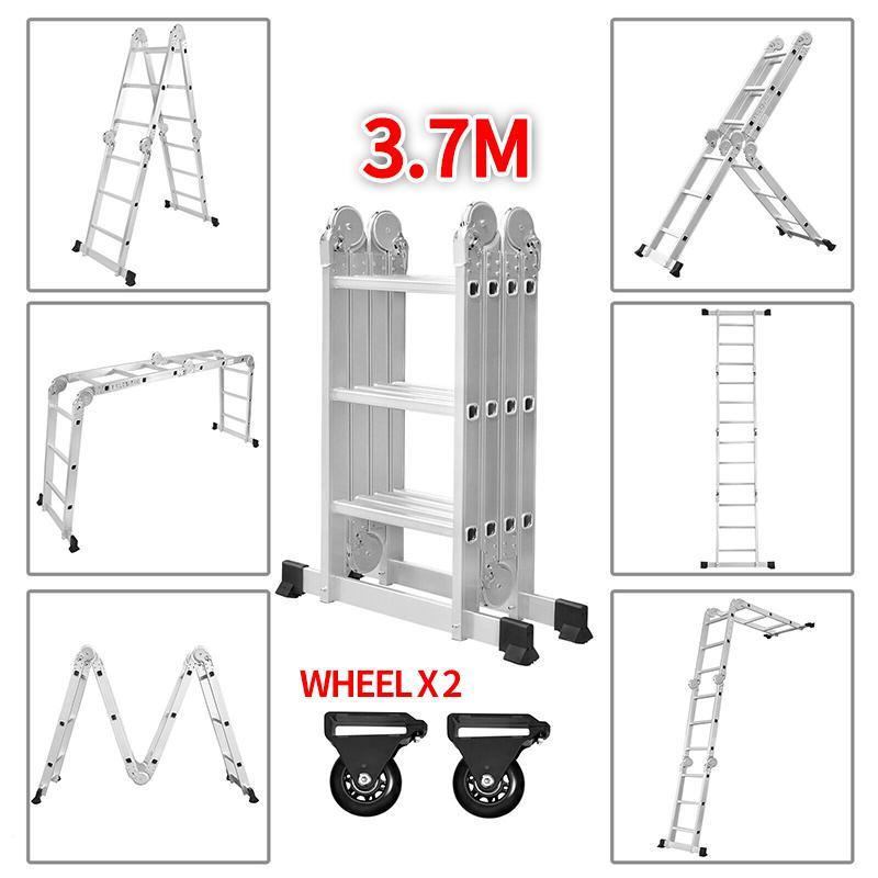 3.7Meter/4.7Meter/5.8Meter Tangga Lipat Paduan Aluminium Teleskopik Tangga Teleskopik Multifungsi 5.