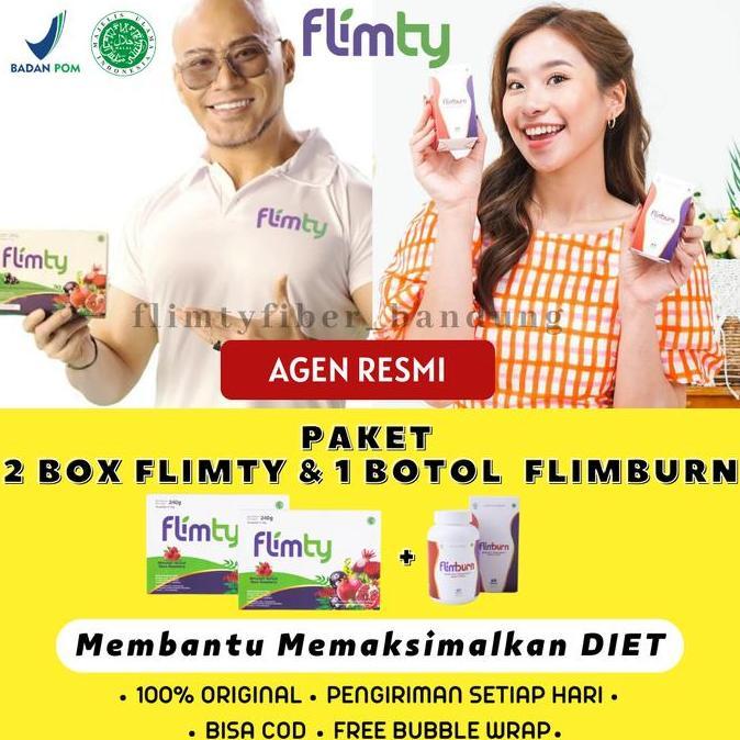 Paket 2 Flimty & Flimburn Bandung Halal Bpom Pembakar Lemak Detox Burn
