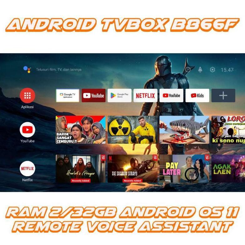 BestPromo Stb Android Tvbox Remote Voice Zte Ram 4Gb 32Gb Memory Siap Pakai