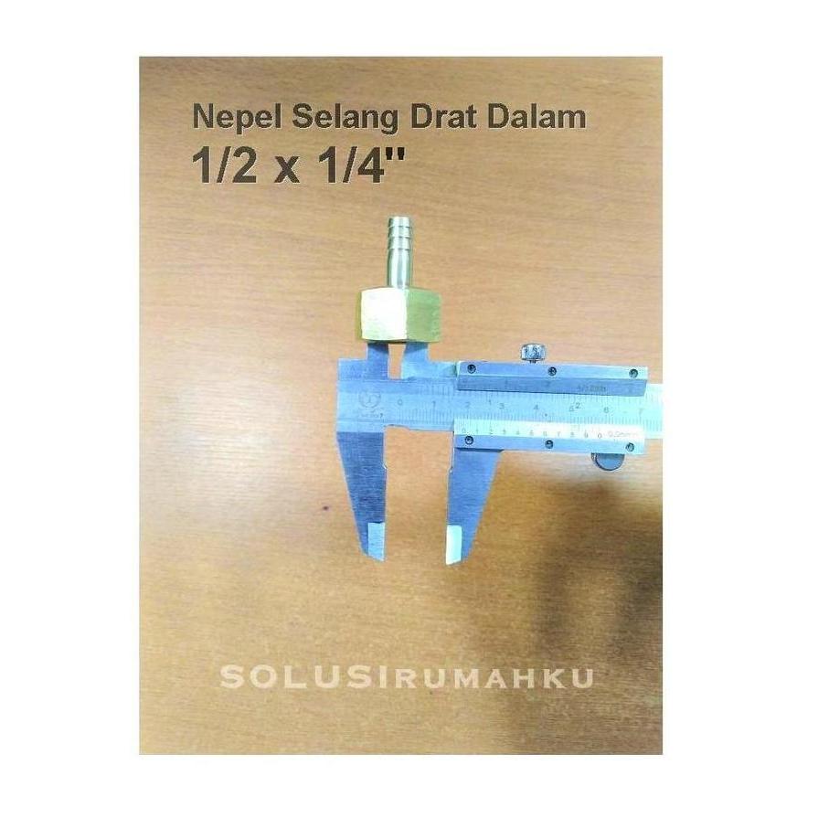 Liderado- Nepel Drat Dalam Drat 1/2" U/ Selang 1/4" Nepple Nipel Selang Angin