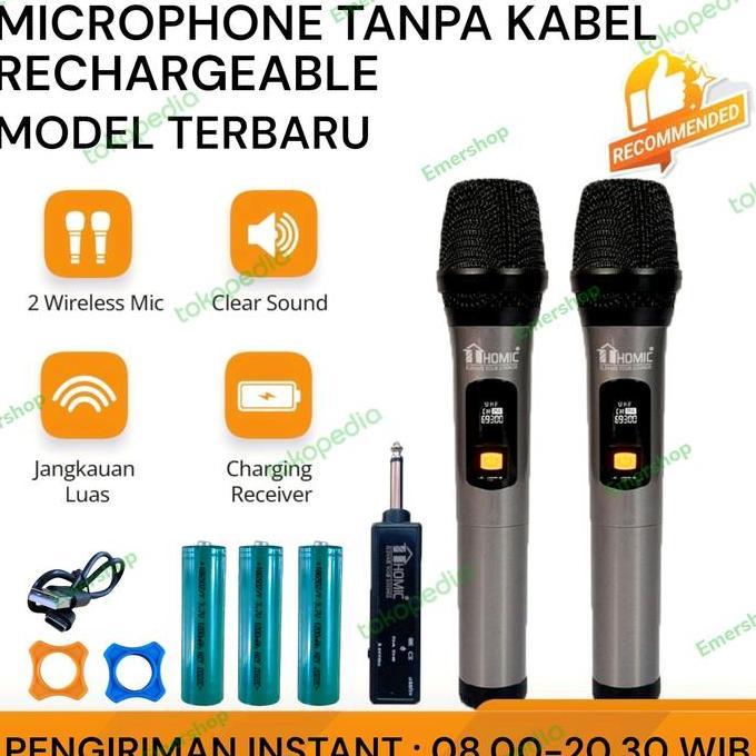 Ajuste- Mic Wireless Uhf - Microphone Tanpa Kabel Jernih Kualitas Bagus