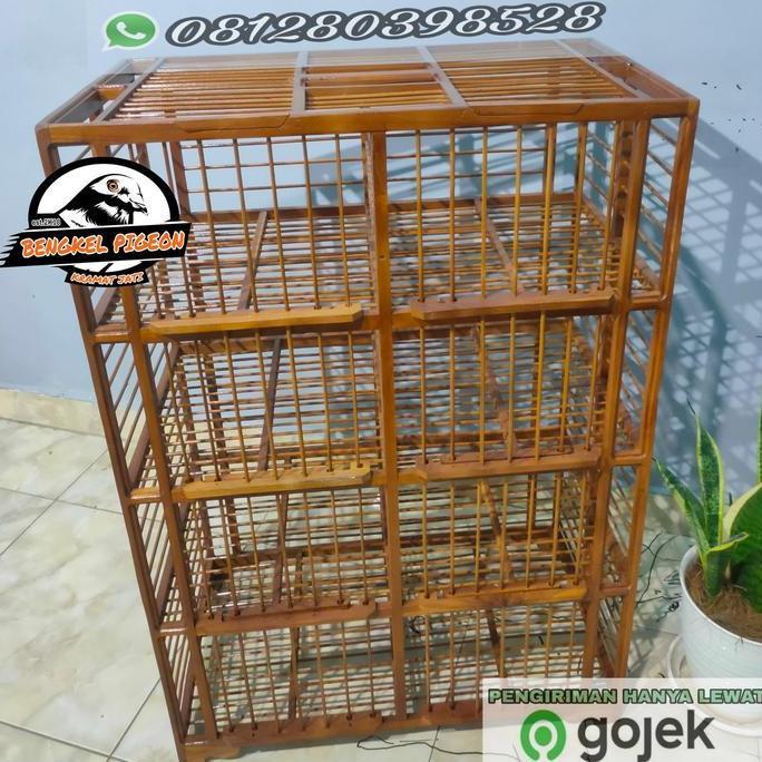 NEW DONDANG KANDANG LEPASAN KAYU JATI MERPATI JUMBO UKURAN 8 PINTU PLITUR ORI