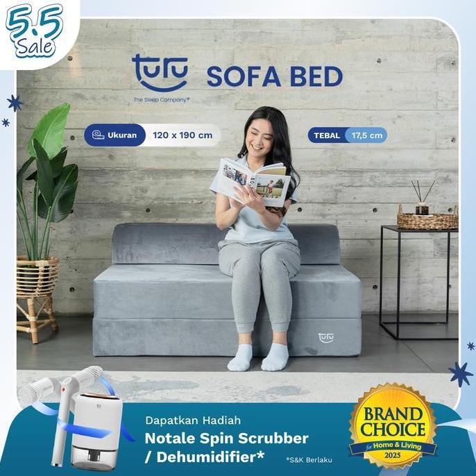 TURU Sofa Bed 2in1 Uk. 120x190 TURU Minimalis Grey / Trifold Kasur Sofa