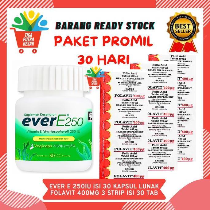 Happyfit- Paket Promil Ever E 30 Kapsul Dan Folavit 3 Strip 30 Tablet