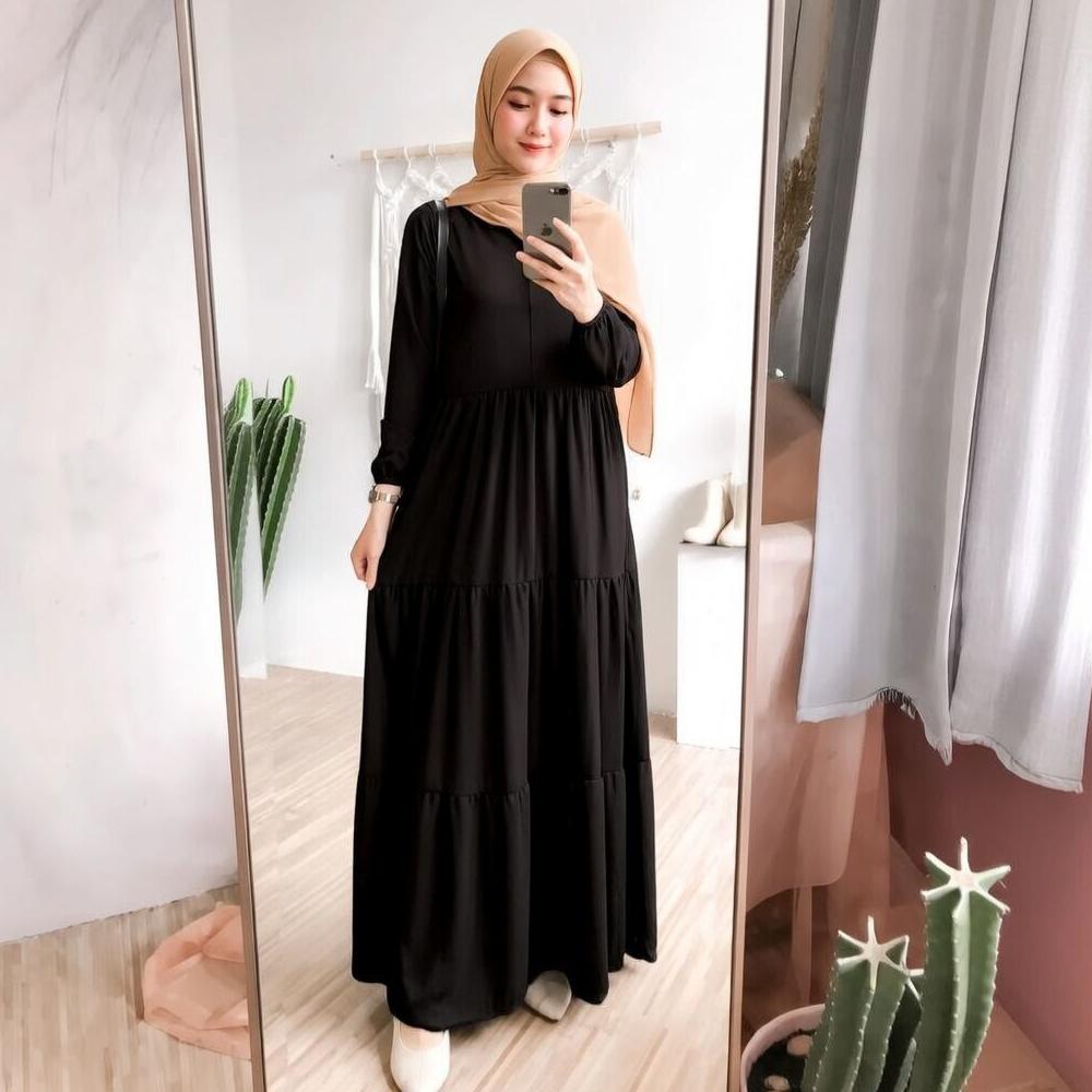 Grade Ori Gamis Syari Maxy Dress Panjang Polos Wanita Muslim Bahan Katun Rayon Premium Ukuran Standa
