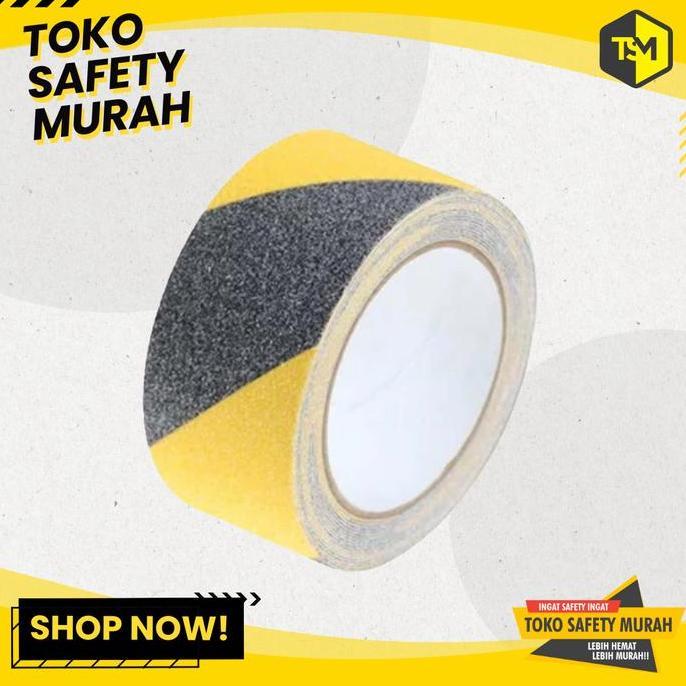 Ready Lakban Anti Slip / Lakban Anti Licin Kuning Hitam 5 cm x 5 meter