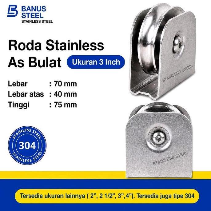 Roda stainless 3" inch 304 geser pintu geser pintu sliding pintu pagar