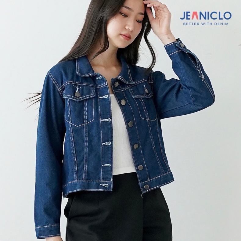 PREMIUM JEANICLO - JAKET JEANS JN503 | Jaket Denim Wanita Lengan Panjang Outer Jeans Long Sleeve Jac