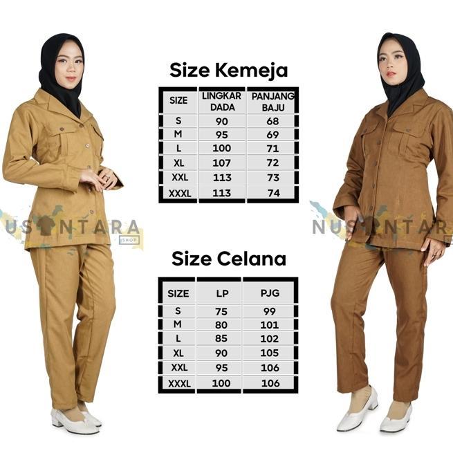 Grade Ori Seragam Pns Wanita Seragam Pdh Wanita Keki Tua Keki Muda Bawahan Celana Model  Kemeja Saku