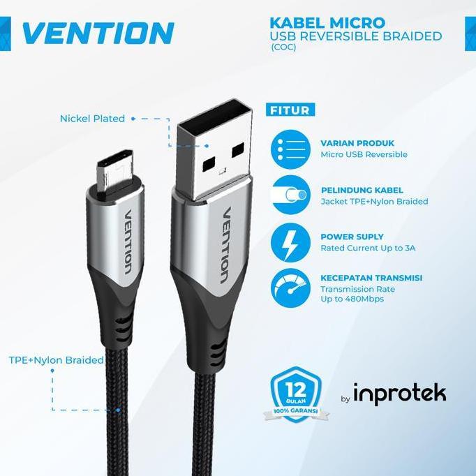 Vention Kabel Micro USB Reversible Braided