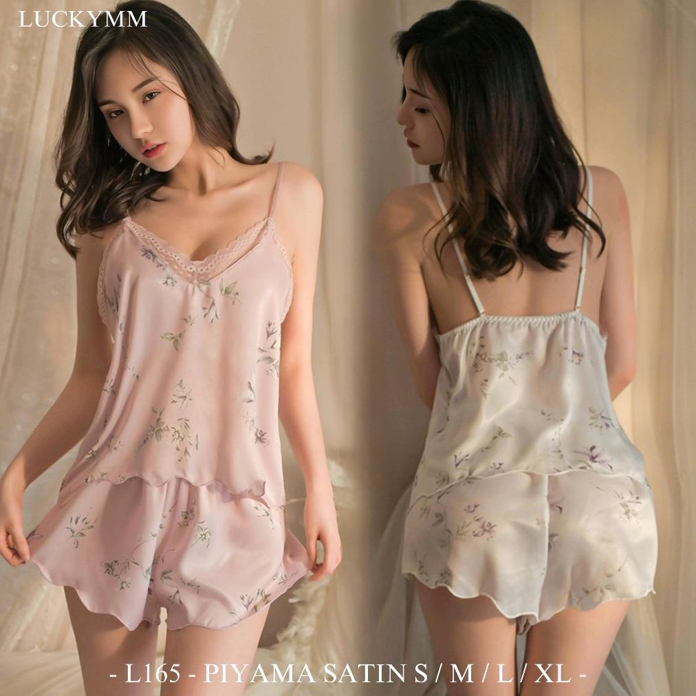 Disc Sleepwear Pajamas Baju Tidur Sexy Wanita / Baju Tidur Setelan Bahan Satin Premium 165