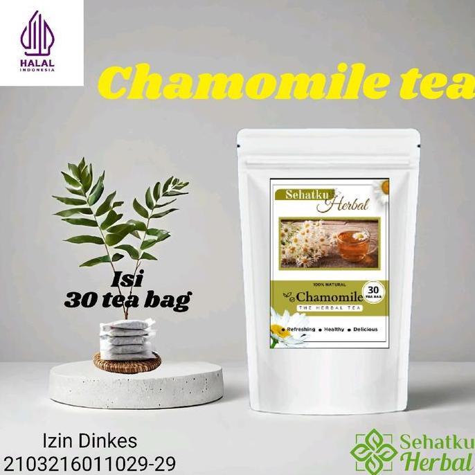 Chamomile tea / Teh Herbal bunga chamomile / Tisane Infusion anti insomnia Organic Pack Minuman Air