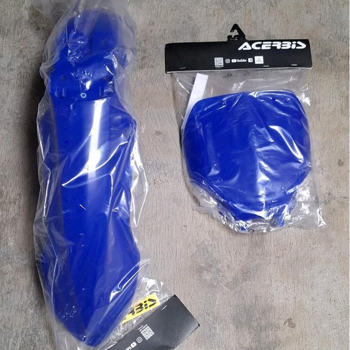 Front Fender Set Number Plate/Paket Spakbor Depan Dan Papan Nomor Yz250F 2025 Acerbis Biru Original 