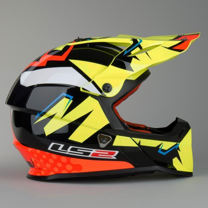 Helm Motorcross Cross Ls2 Mx437 Fast Volt Mx Black Yellow Orange Original Dan Terpercaya