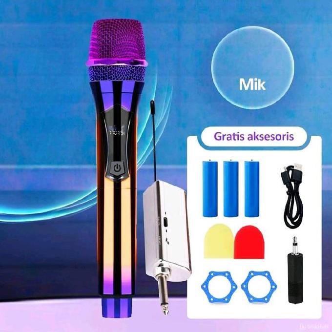 Murah Mic Wireless Fleco M-021 Microphone Wireless Mic Karaoke Mikrofon