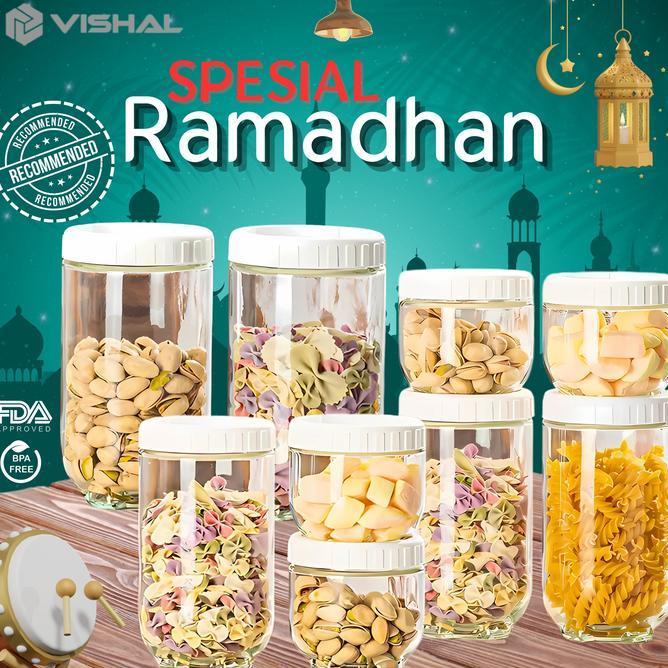 Vishal 4 In 1 Toples Kaca Set Canister Toples Satuan Seal Sna Jar Toples