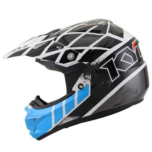 Helm Kyt Trail Motocross Cross Over K-Racing Blue White Fluo Original Dan Terpercaya