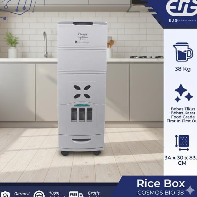 HARGA DISC - Rice Box Cosmos BIO38 / BIO 38 / Tempat Penyimpanan Beras Cosmos 38KG