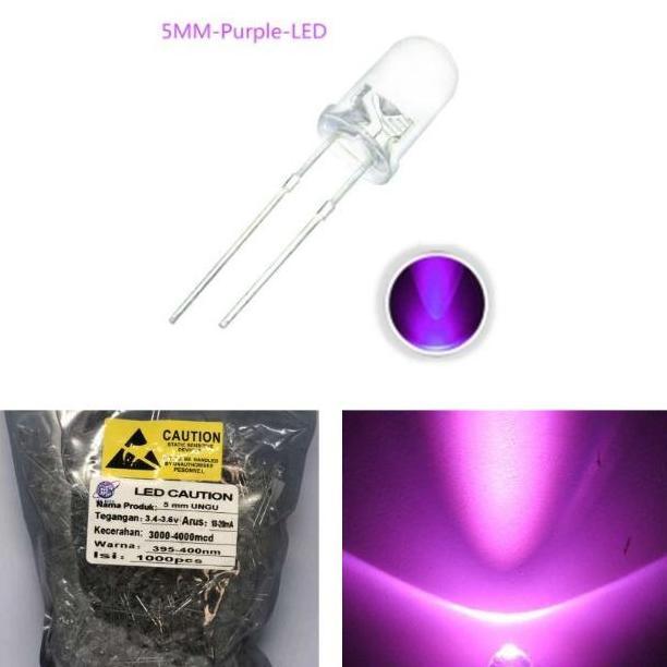 NEW LED 5 mm UNGU Body Clear Bening 5mm P-UNGU Sorot fokus