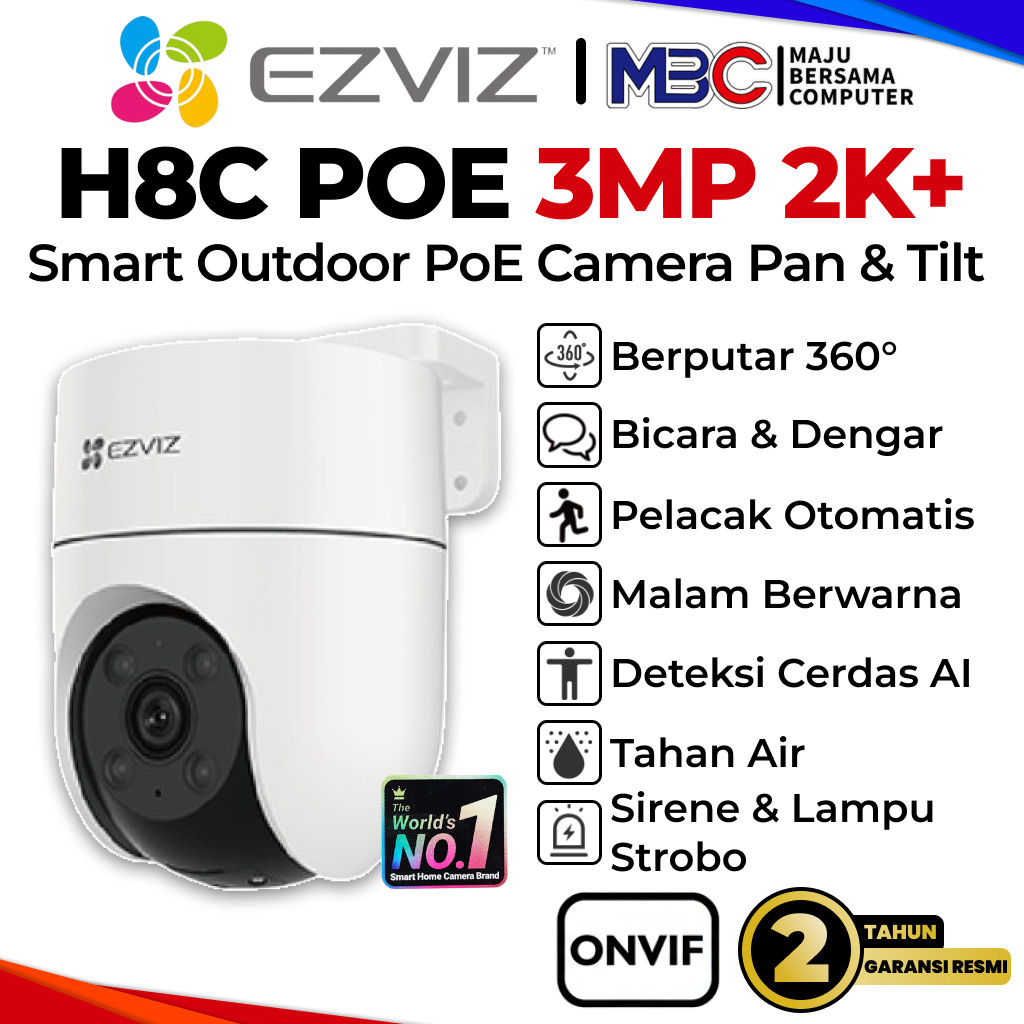 Ezviz H8C PoE 3MP 2K Outdoor Rotate 360 - Smart CCTV Wifi Wireless Camera Smart IP Cam Hikvision Hik