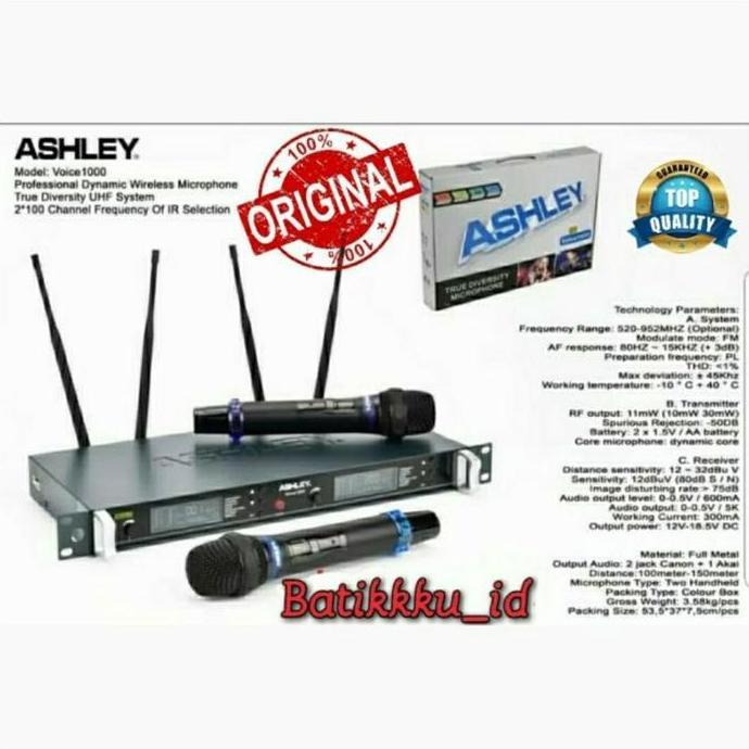Grosir Mic Wireless Ashley Voice 1000 / Voice1000 Original Ashley Mic Genggam