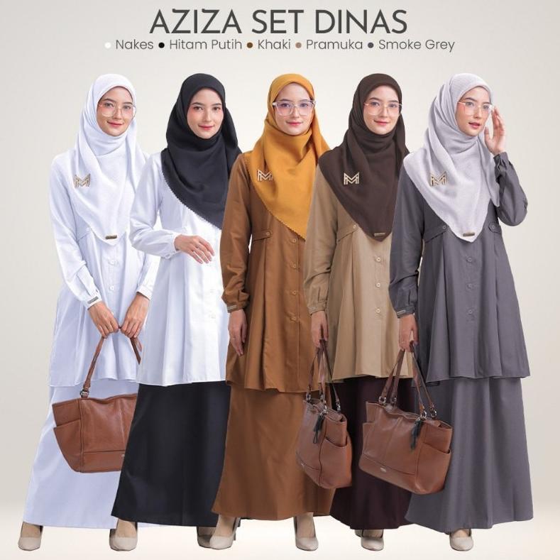 Hot Sale One Set Dinas, Aziza Set Tunik, Dinas Pdh Khaki, Baju Kerja, Tunik Rok, Seragam Pdh Pns Wan
