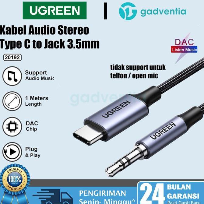 embullss - UGREEN Usb Type C Aux  Car Converter Audio DAC Chip Music HP Android Type-C ke Mobil Head